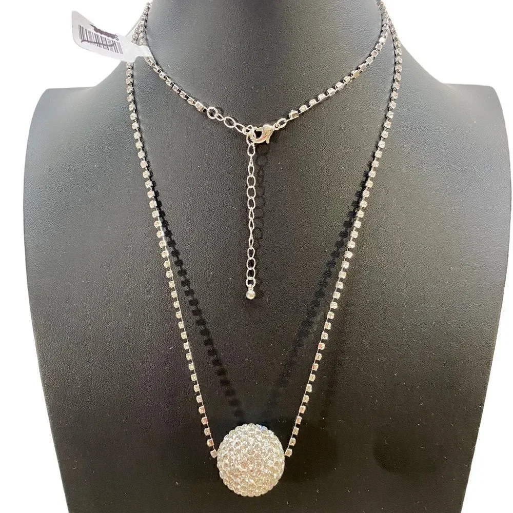 Glittery Rhinestone Ball on Long Rhinestone Chain.